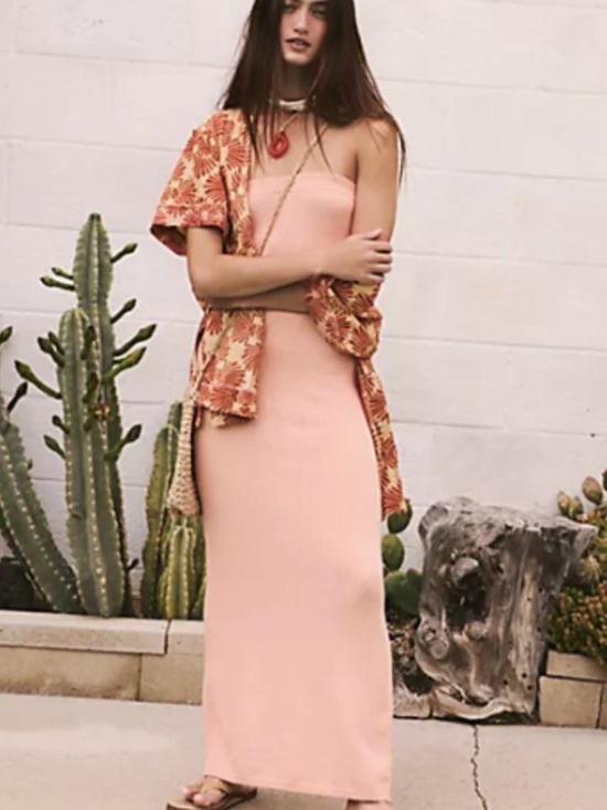 FP Beach Dresses & Skirts - FP BEACH Rio Sweater Strapless Maxi Dress in Peach Custard Size Small — NWT!!!